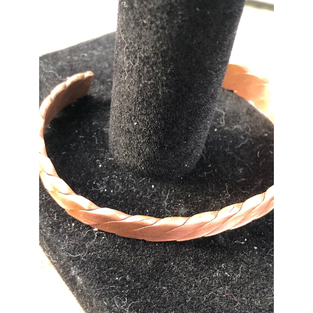 Handcrafted Solid Copper Braided Cuff Bracelet Twisted Wheat Design Boho Jewelry